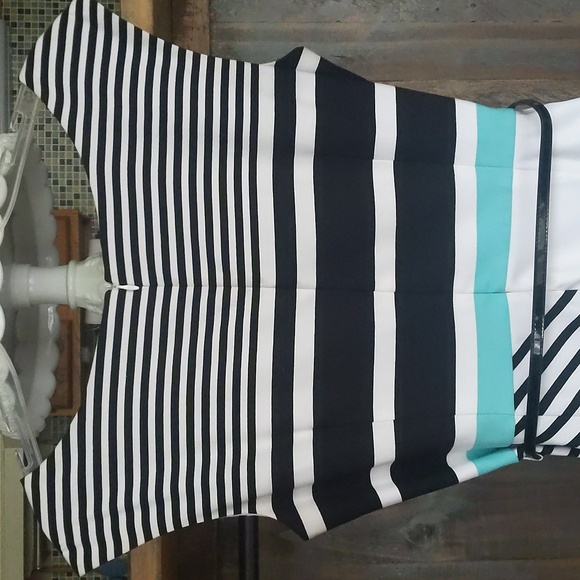 London Times Striped Shift Dress with Belt - Women's 10 - Picture 6 of 8